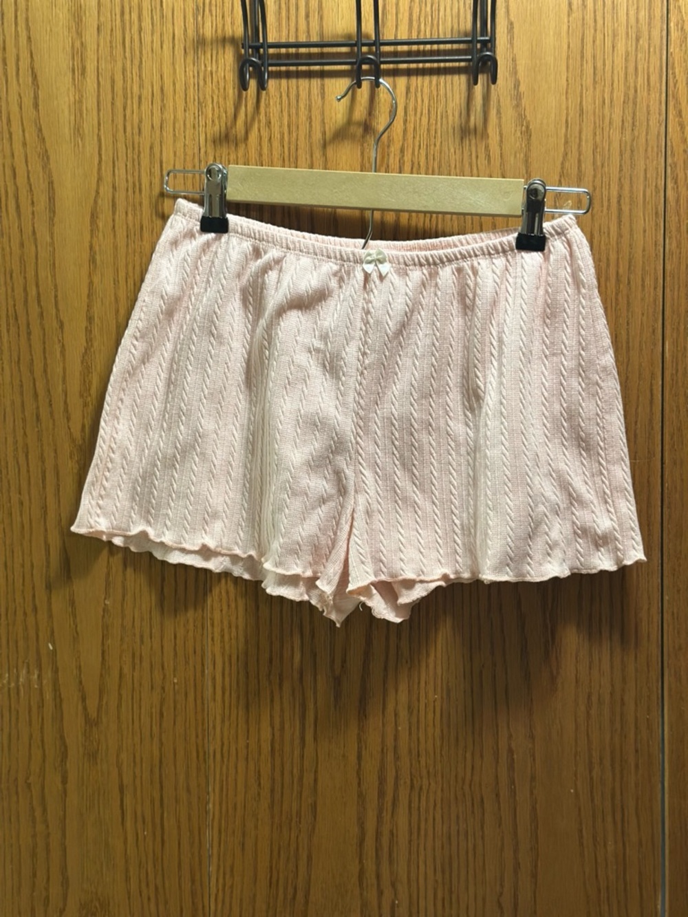 Pink Rose Soft Blush Ribbed Lounge Shorts